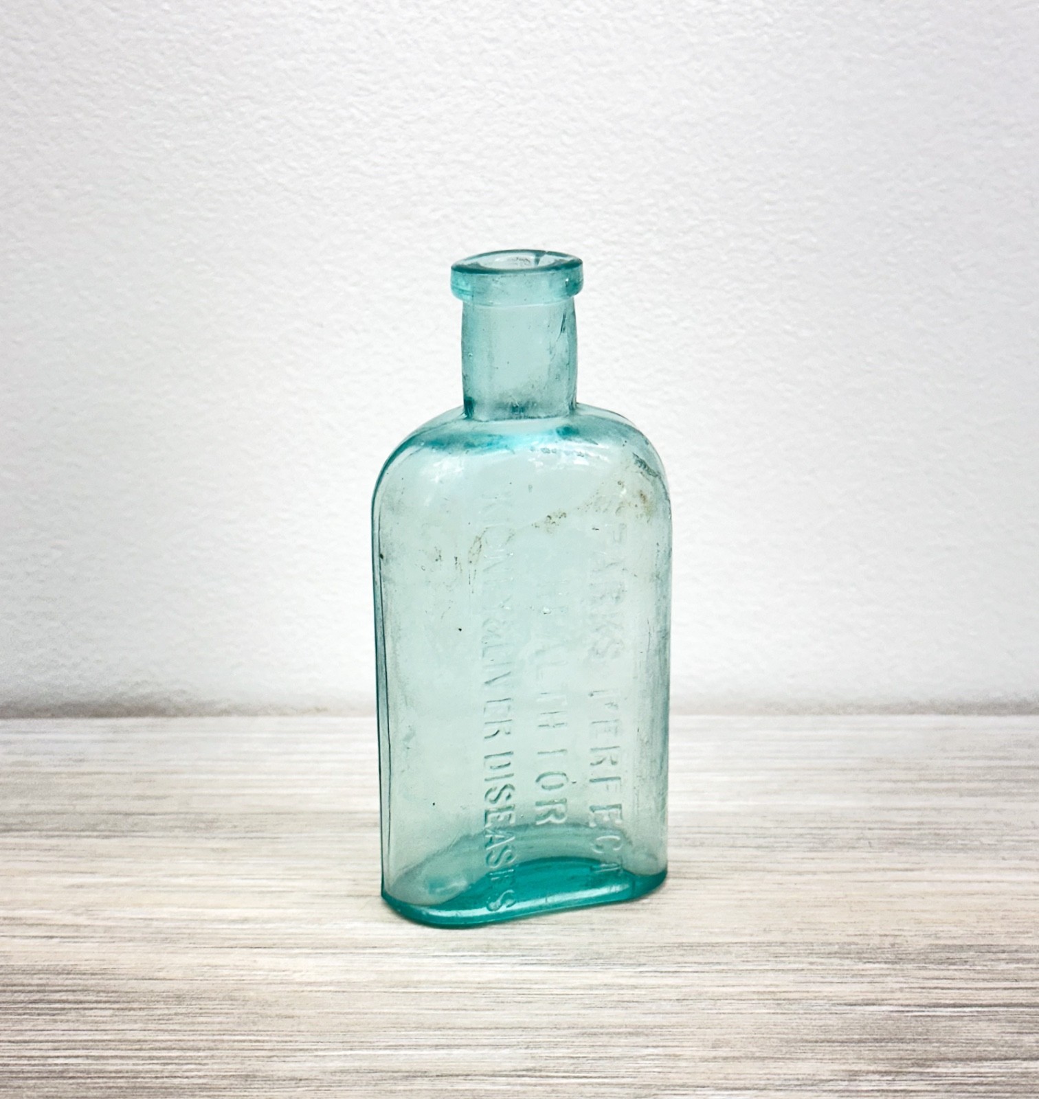 Antique 1880s Sparks Perfect Health Kidney Liver Medicine Sample Bottle Aqua 4\