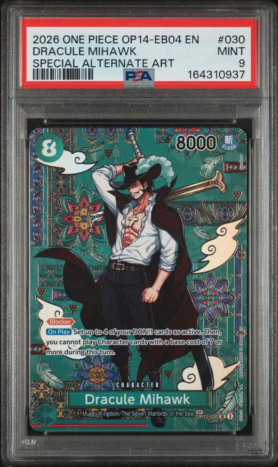 2026 ONE PIECE OP14-EB04-THE AZURE SEA\'S SEVEN #030 DRACULE MIHAWK PSA 9