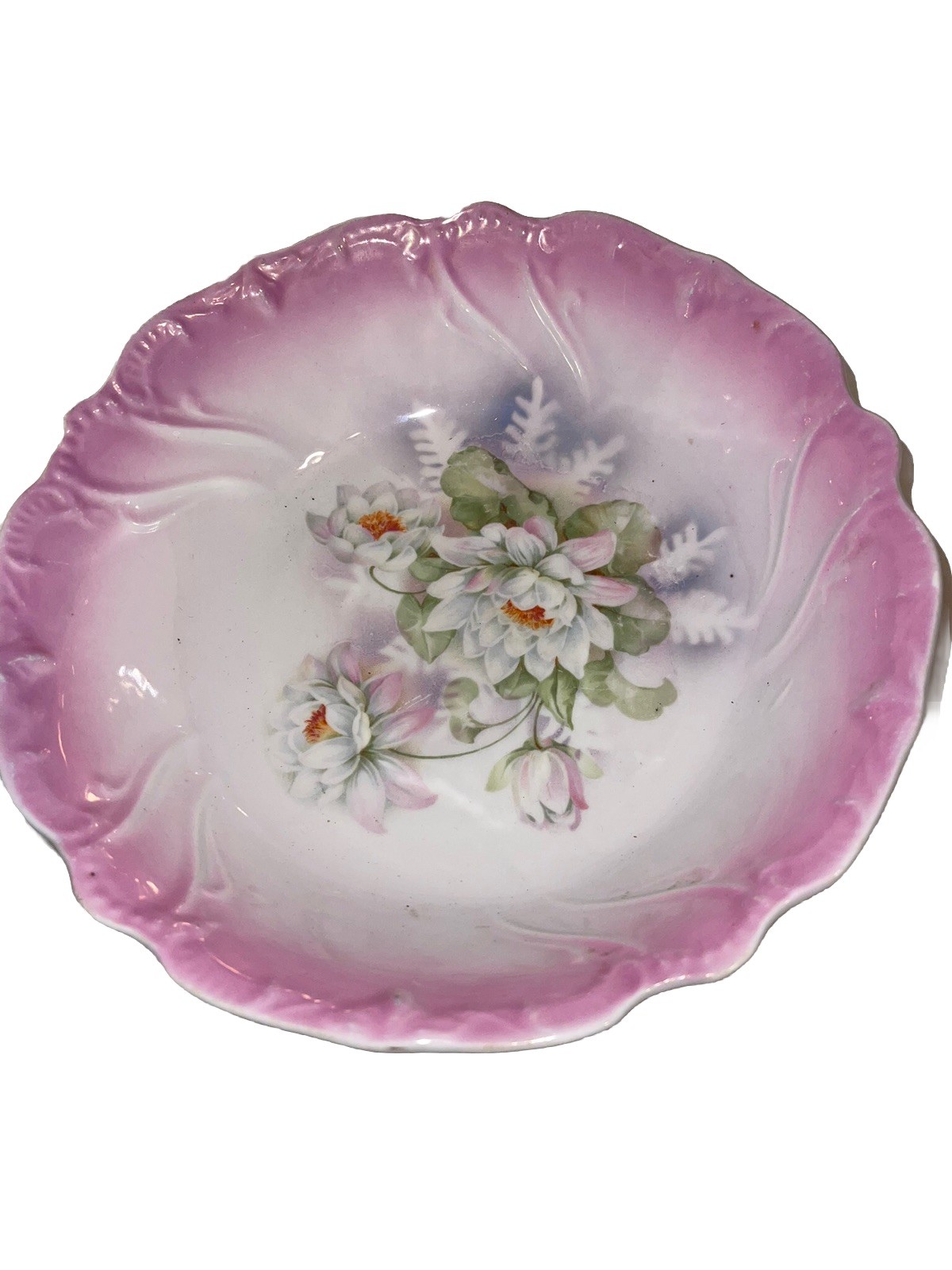 Nice Antique Rose Germany Porcelain 8” Bowl with Pink Border, Centered Daisies Nice Antique Rose Germany Porcelain 8” Bowl with Pink Border, Centered Daisies