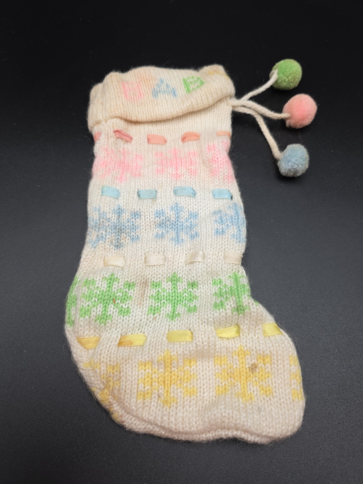 Vintage Baby Colorful Knit Stocking Vintage Baby Colorful Knit Stocking