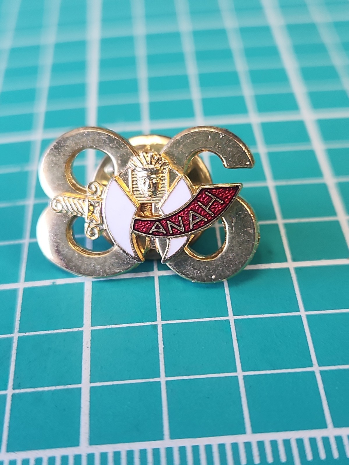 Vtg Freemason Masonic Shriner Anah Temple 1986 Gold Tone Lapel Pin