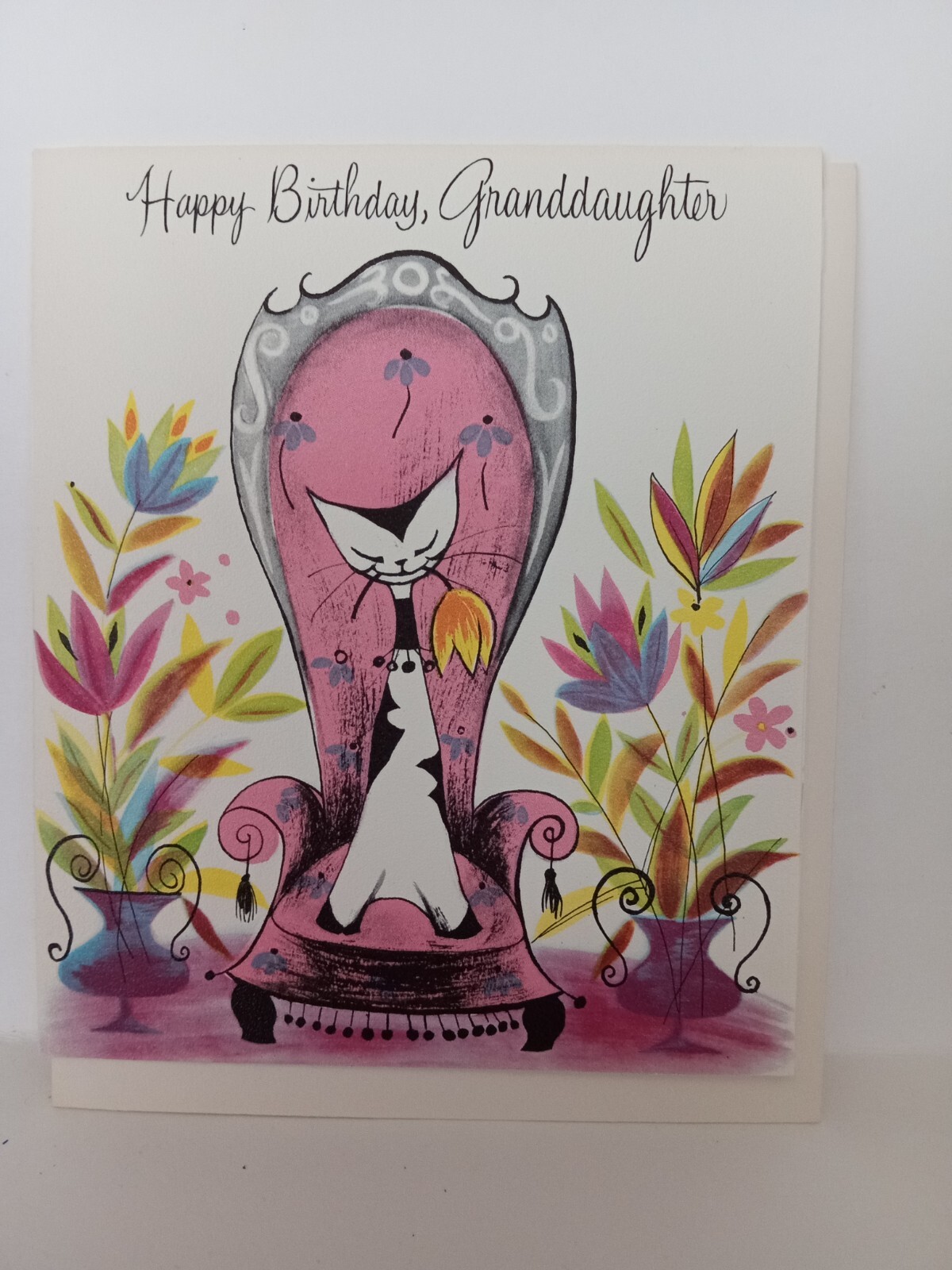 VTG Unused MCM Happy Birthday Granddaughter Greeting Card By Charm Craft VTG Unused MCM Happy Birthday Granddaughter Greeting Card By Charm Craft