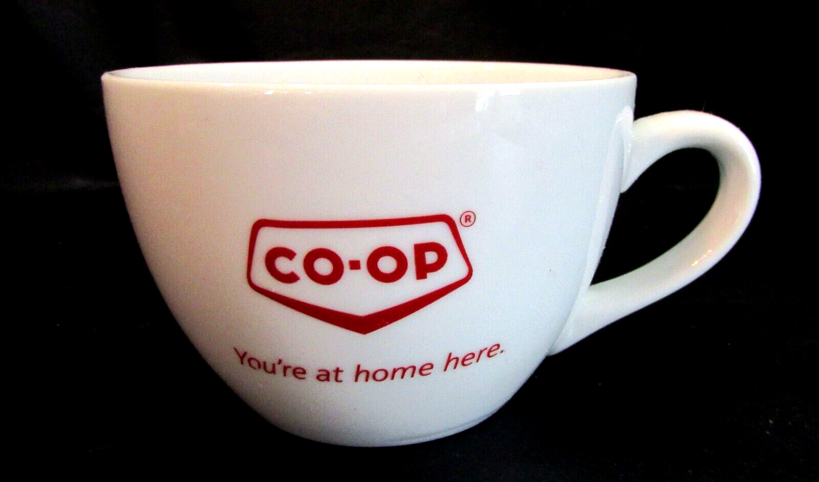 Vintage 1990\'s Canada Co-Op Gas Oil Red White Porcelain Large 3x4 Coffee Cup Mug Vintage 1990\'s Canada Co-Op Gas Oil Red White Porcelain Large 3x4 Coffee Cup Mug