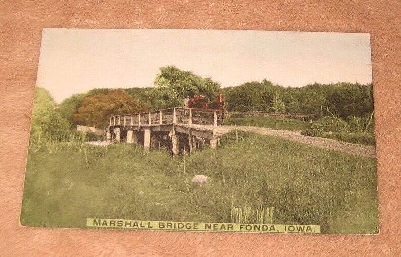 Fonda Iowa IA c 1910 Marshall Wagon Bridge Postcard