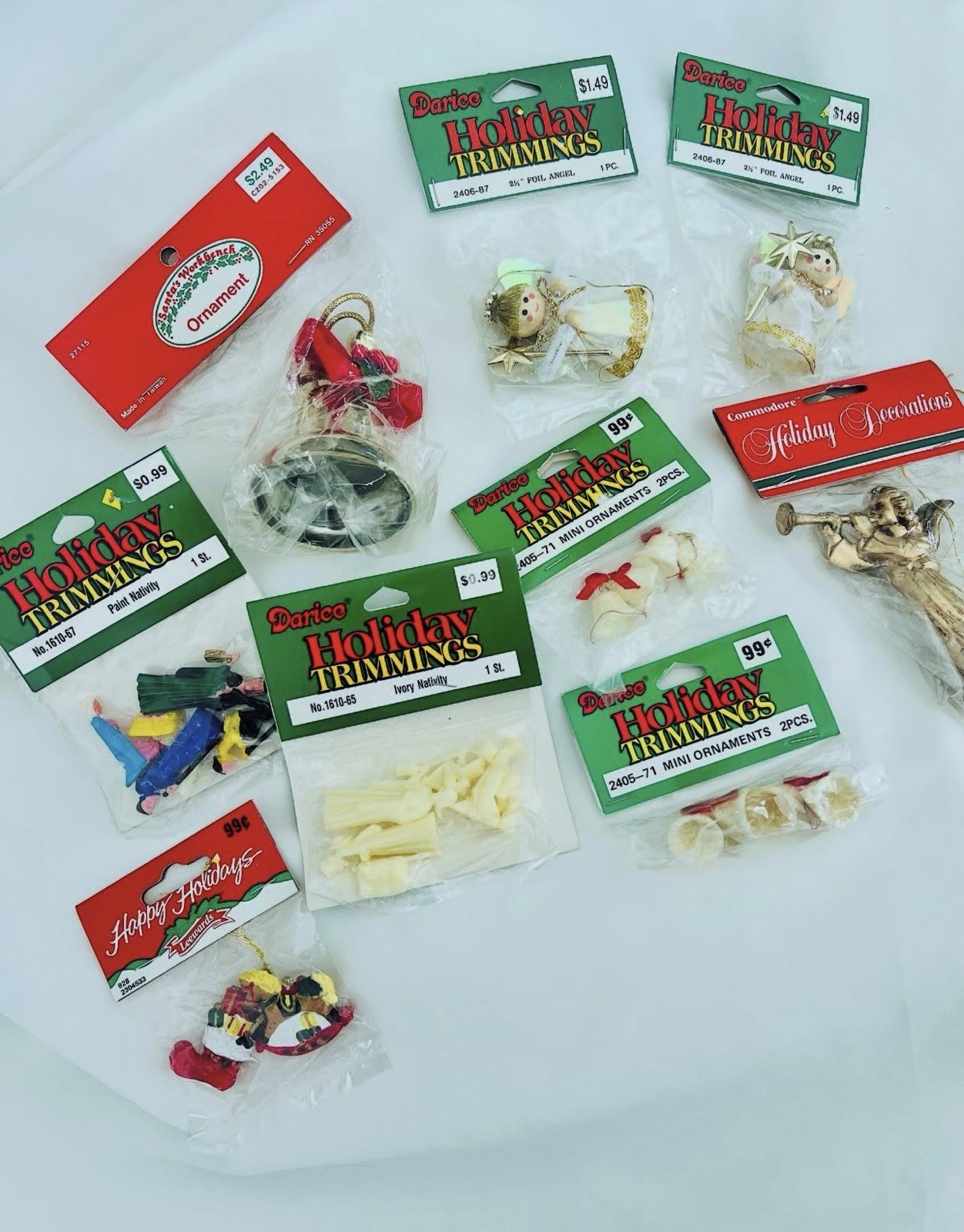 Vintage Christmas Darice Holiday Trimmings Commodore Miniatures Craft Toy Lot