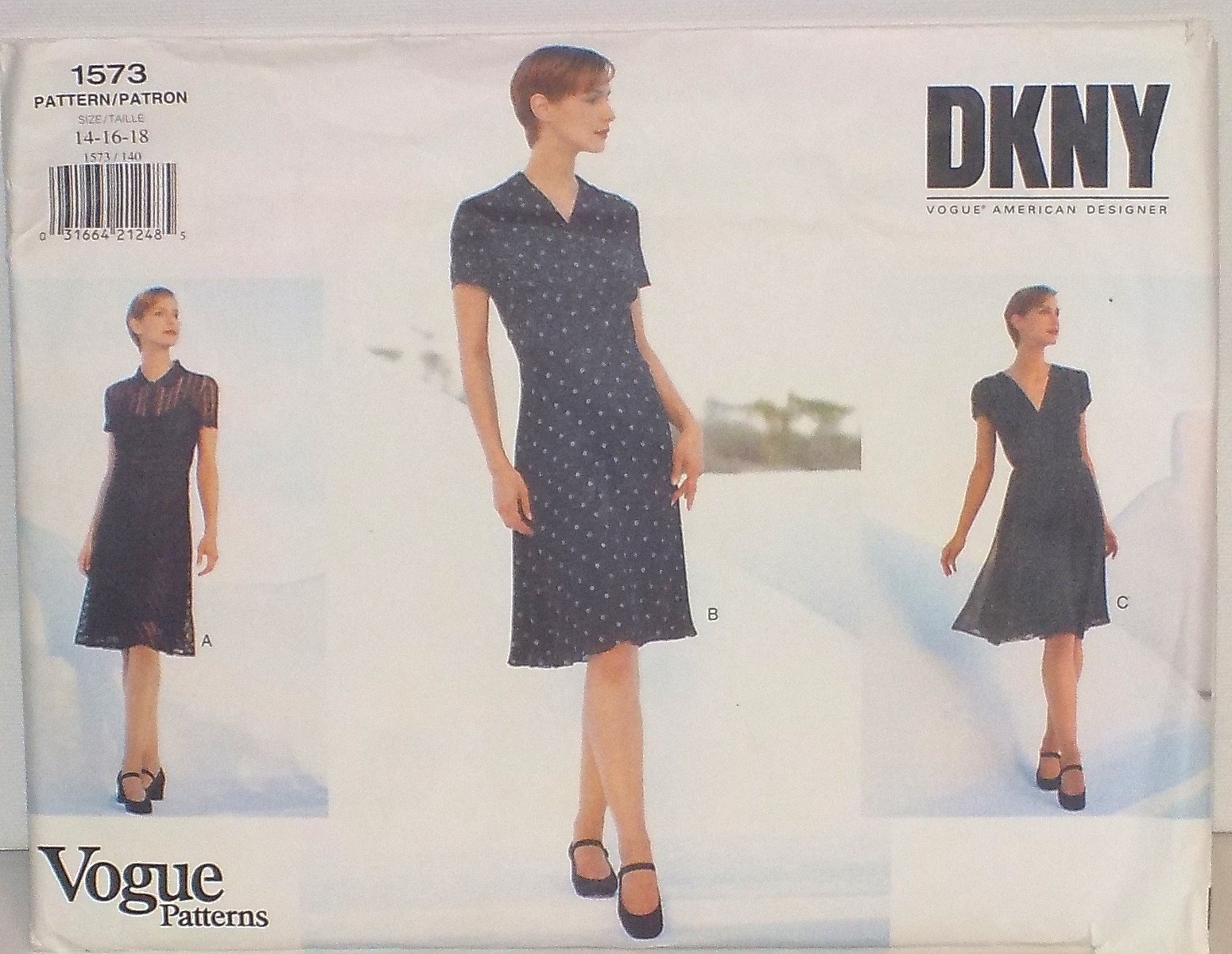 Vogue 1573 American Designer DKNY Afternoon or Evening Dress & Slip 14-16-18 FF