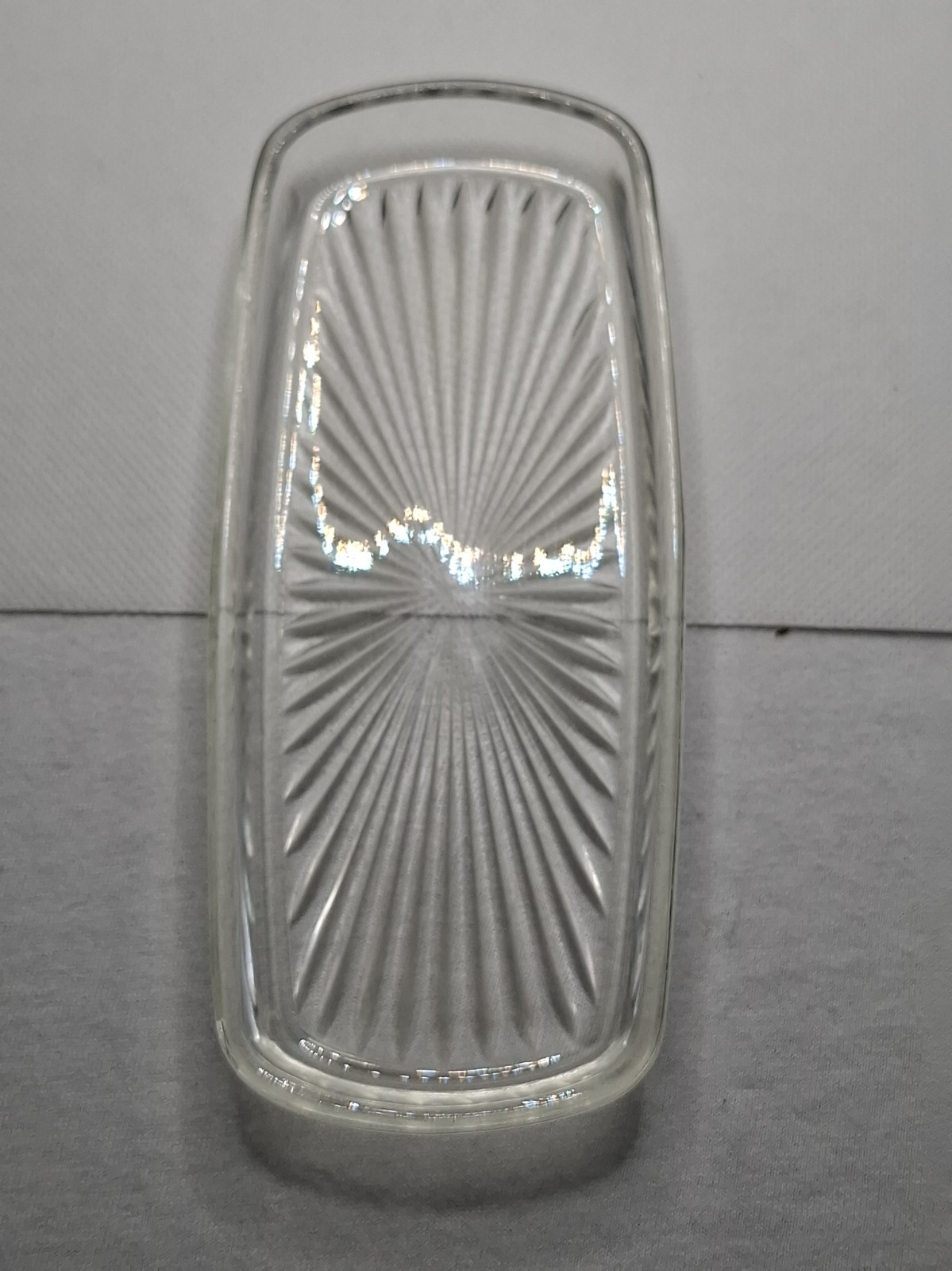 Vintage Clear Glass Butter Dish Liner Replacement Insert Starburst Sunburst MINT