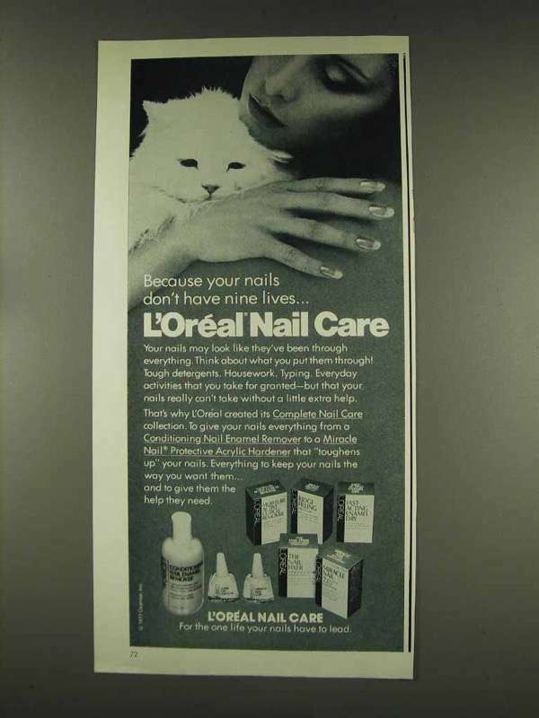 1977 L'oreal Nail Care Ad - Nails Don't Have Nine Lives