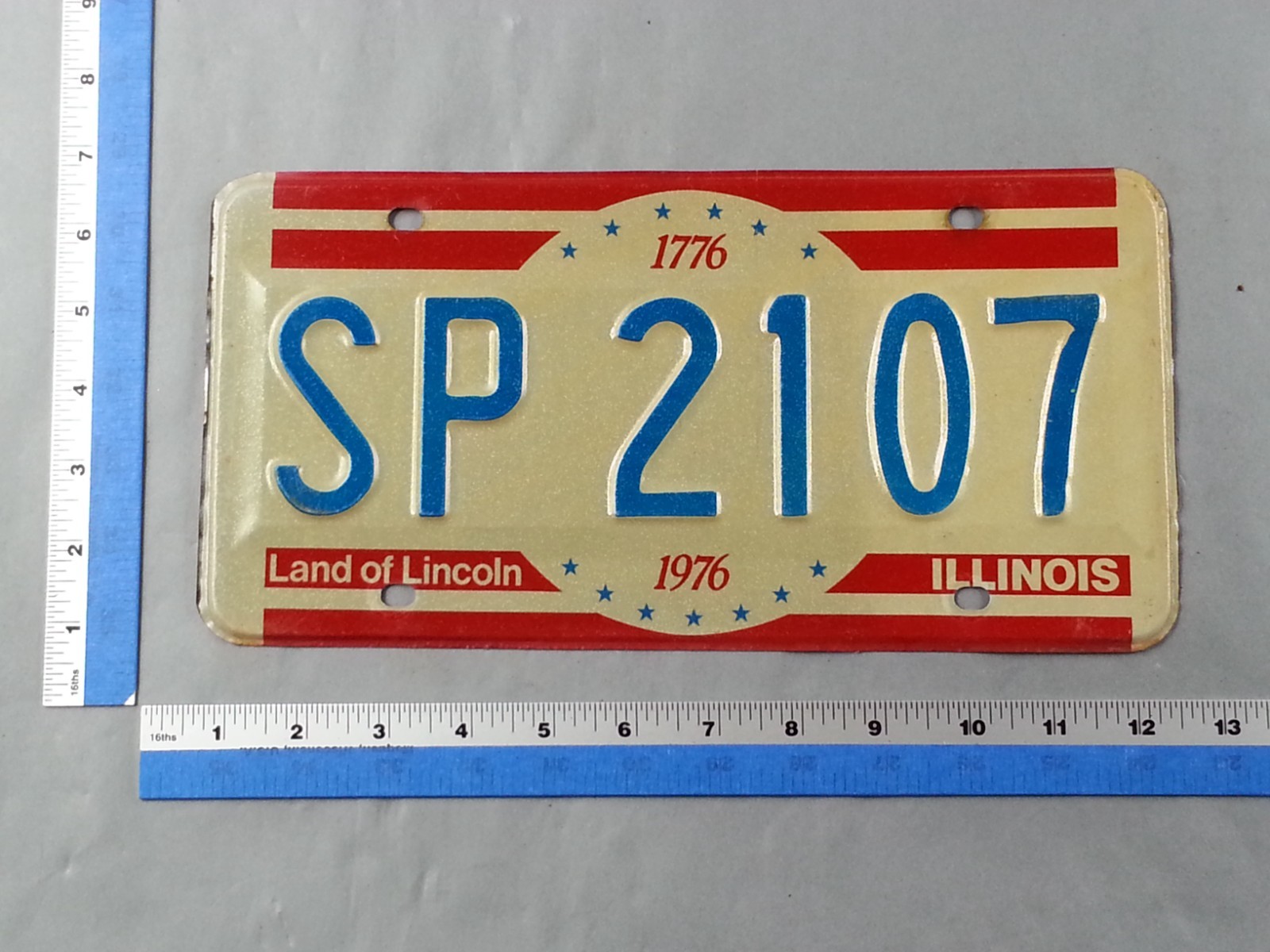 Vintage 1976 License Plate Illinois Land Of Lincoln SP 2107