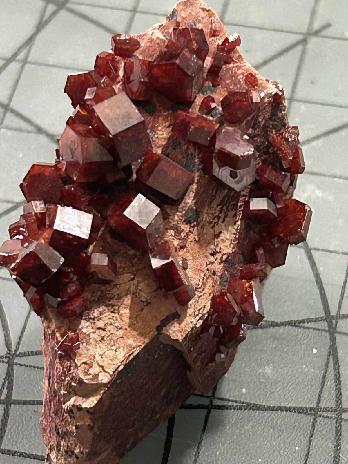 Natural Red Vanadinite Crystal Cluster on Matrix Mineral Specimen 55g