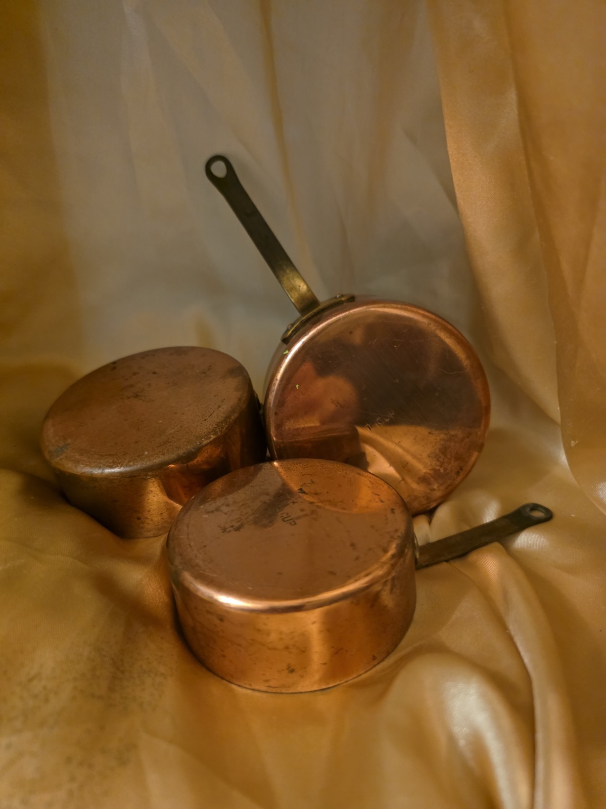 3 Copper Measuring Cups; 1/2, 3/4, and 1 Cup With Brass Handles 3 Copper Measuring Cups; 1/2, 3/4, and 1 Cup With Brass Handles