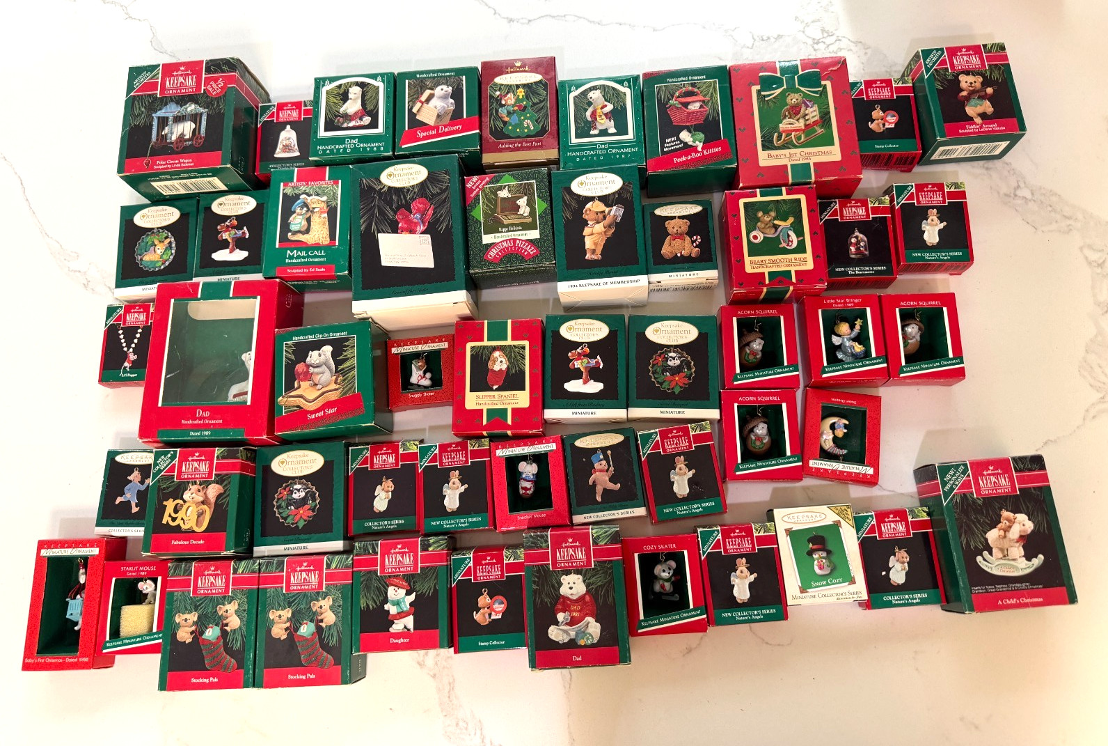 52 Vintage Hallmark Keepsake Christmas Ornaments Lot 1980s 1990s Boxed Miniature