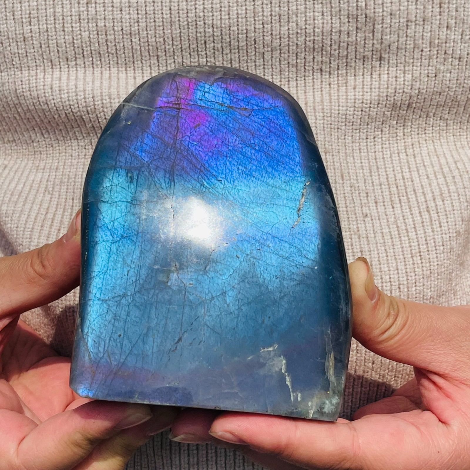 1016g Natural Rare Purple Labradorite Quartz Crystal Mineral Specimen Healing