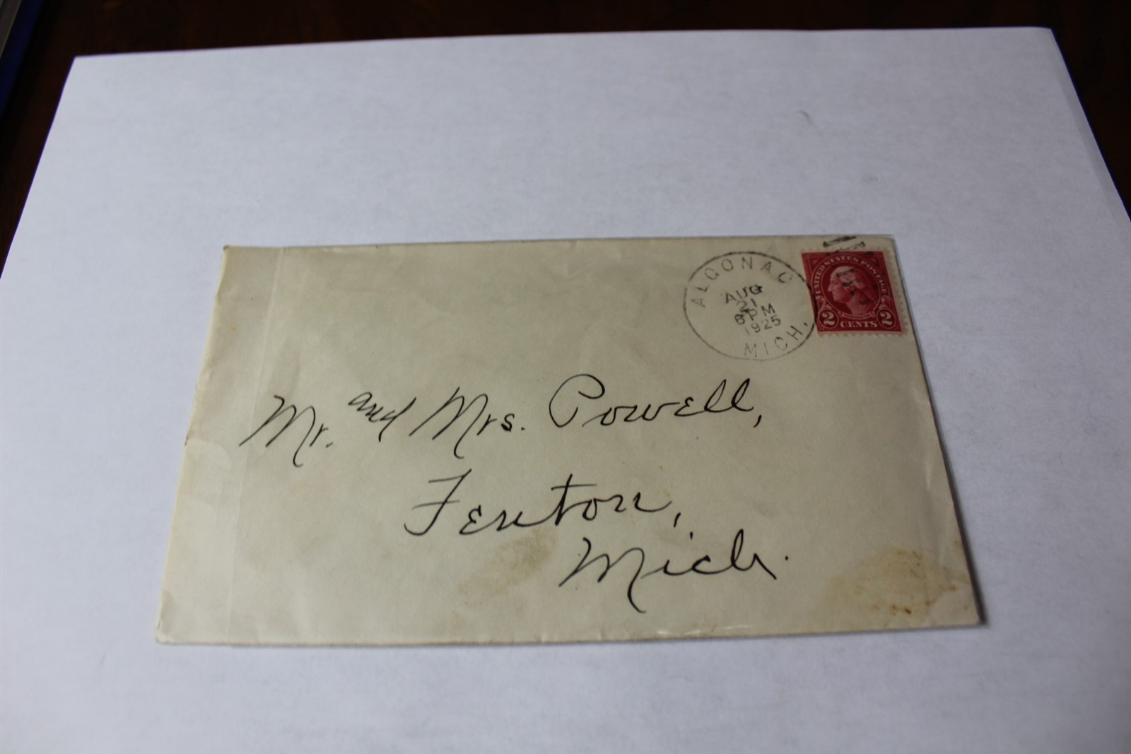 Stamp 1925 Postmarked Cancelled   1922-25 Washington 2 Cent Carmine on Envelope