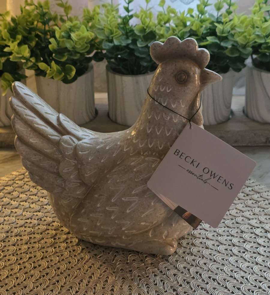 Rustic Cozy Farmhouse Neutral Beige Textured Resin Hen Chicken Figurine Rustic Cozy Farmhouse Neutral Beige Textured Resin Hen Chicken Figurine