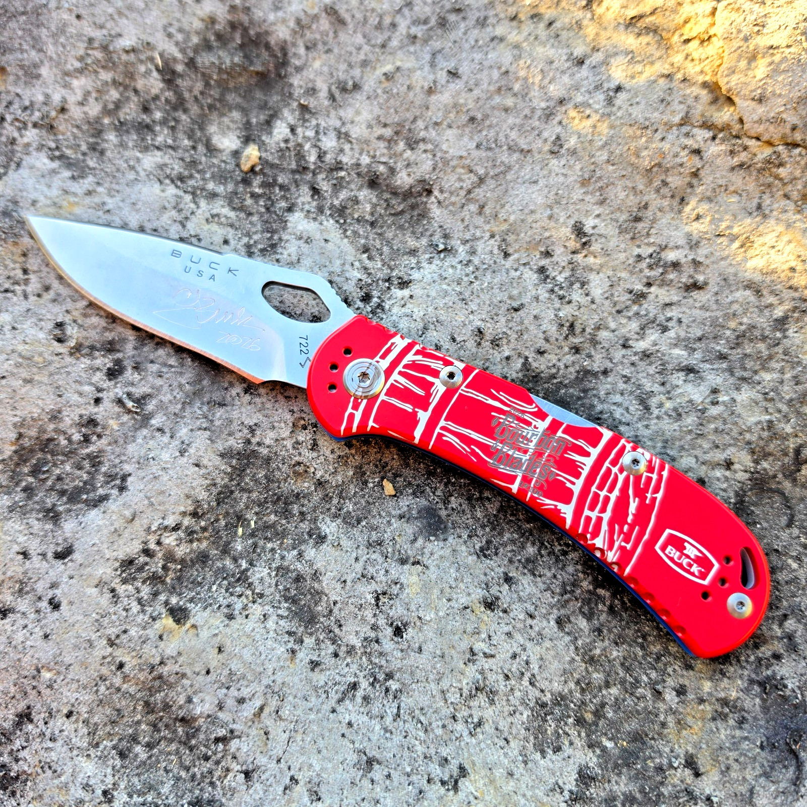 BUCK KNIVES USA BOURBON & BLADES 2026 RED ALUMINUM SPITFIRE EVENT KNIFE 1of100