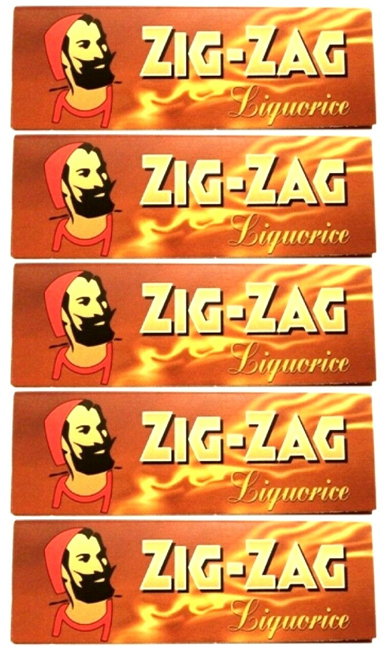 5x ZIG ZAG LIQUORICE ROLLING PAPERS Single Wide Licorice 1.48/Pk USA SHPD