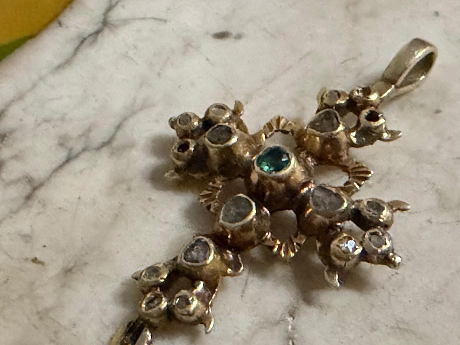Antique 18th Century Spanish Baroque 18k Gold Cross w/Emerald & Diamonds Antique 18th Century Spanish Baroque 18k Gold Cross w/Emerald & Diamonds