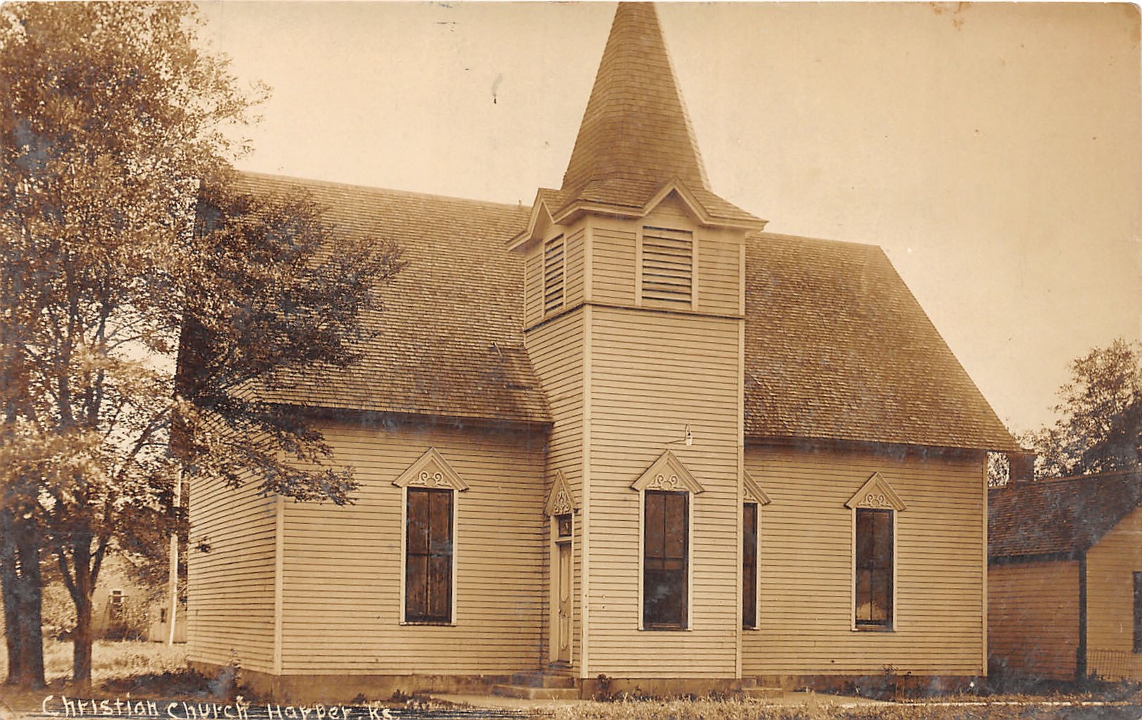 J33/ Harper Kansas RPPC Postcard c1910 Christian Church Building 275 J33/ Harper Kansas RPPC Postcard c1910 Christian Church Building 275