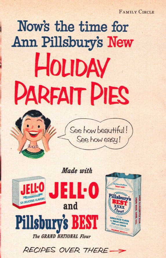 Pillsbury's Best Flour Jell-O Holiday Parfait Pie Vintage Print Ad c1952