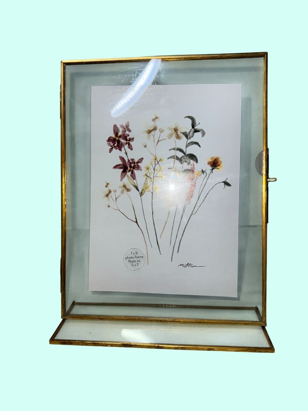 Gold Floating Glass Frame 7x9 pressed flowers Gold Floating Glass Frame 7x9 pressed flowers