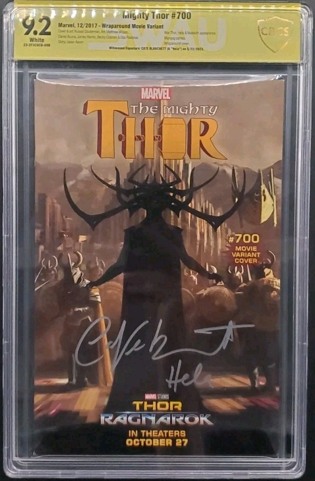 THOR #700 Movie Photo Variant CBCS 9.2 SIGNED MCU Cate Blanchett Hela Actor RARE THOR #700 Movie Photo Variant CBCS 9.2 SIGNED MCU Cate Blanchett Hela Actor RARE