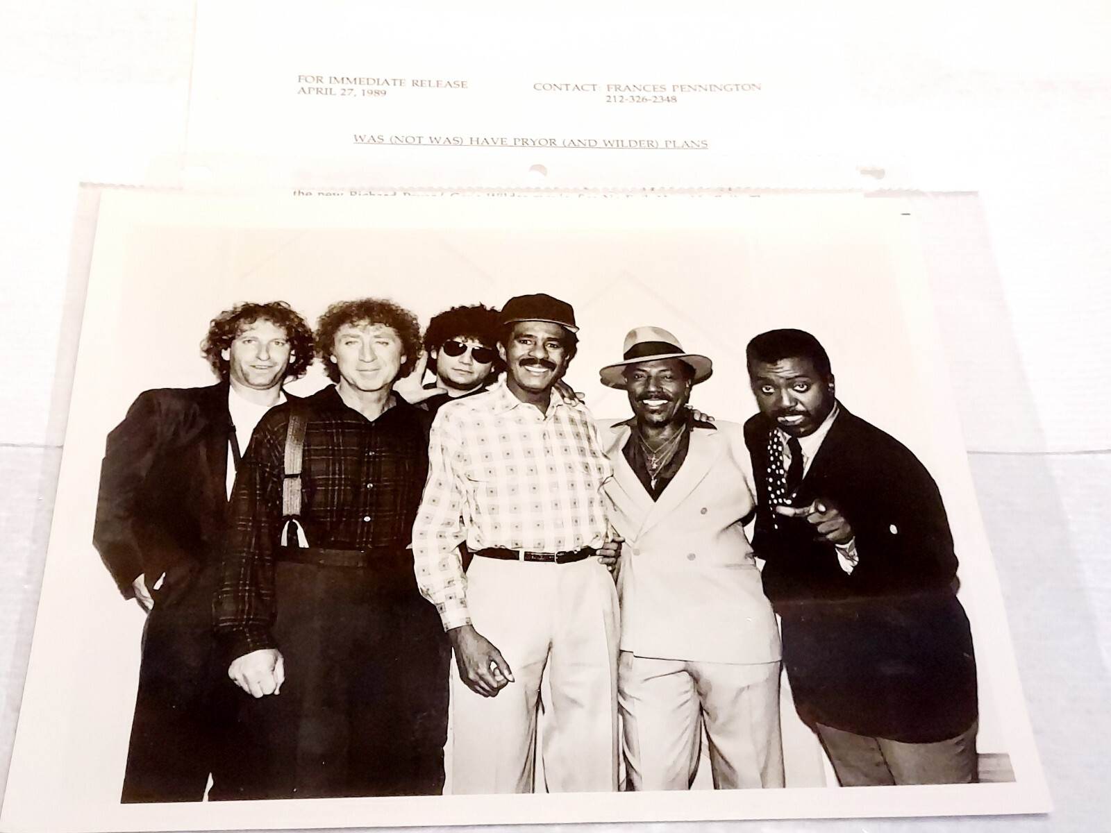 WAS (NOT WAS) Original Press Release & Photo W/ Richard Pryor & Gene Wilder 1989