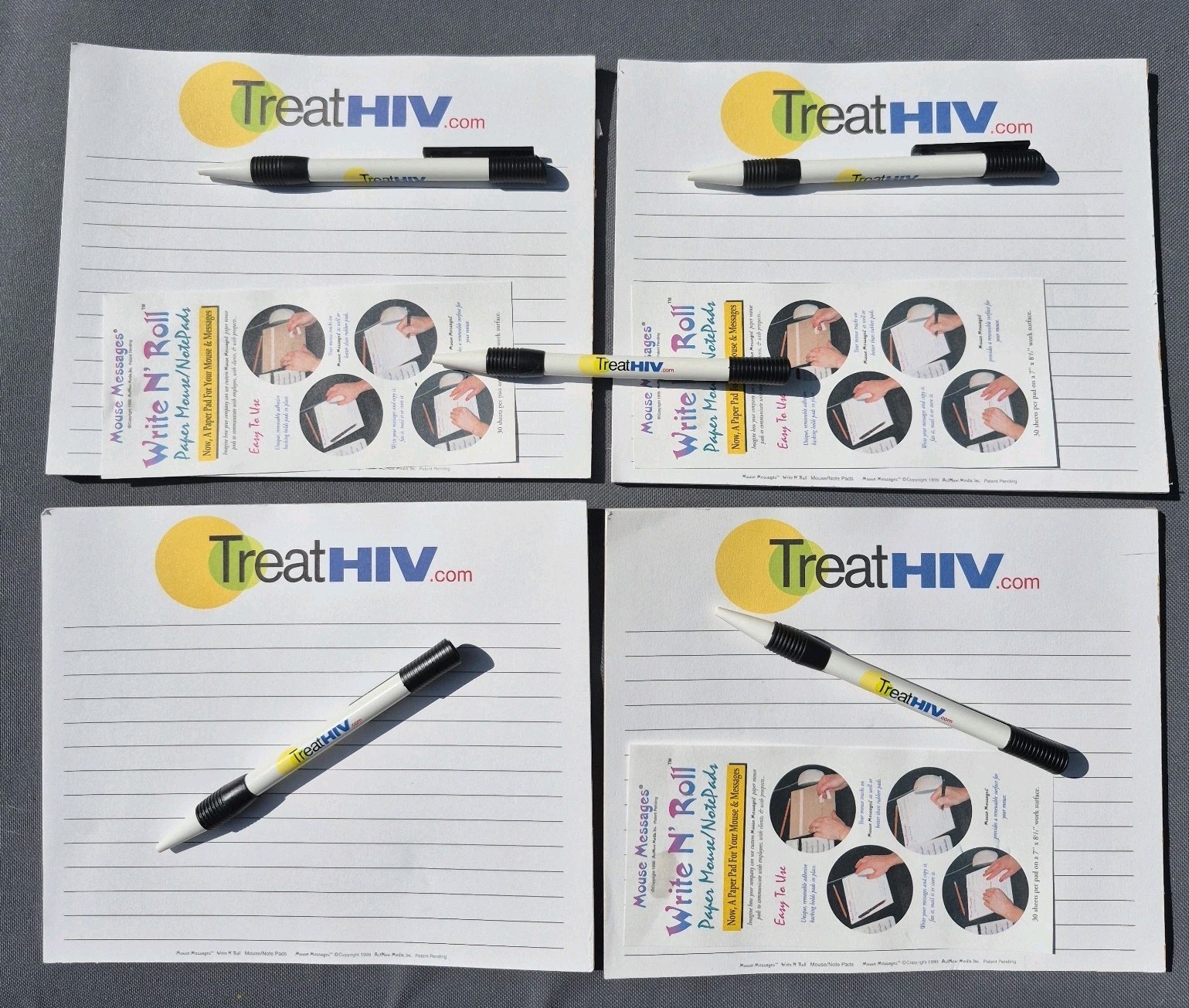Vtg \'99 Treat HIV GSK Pharma Advertising Mousepads Pens Lot Medical AIDS History