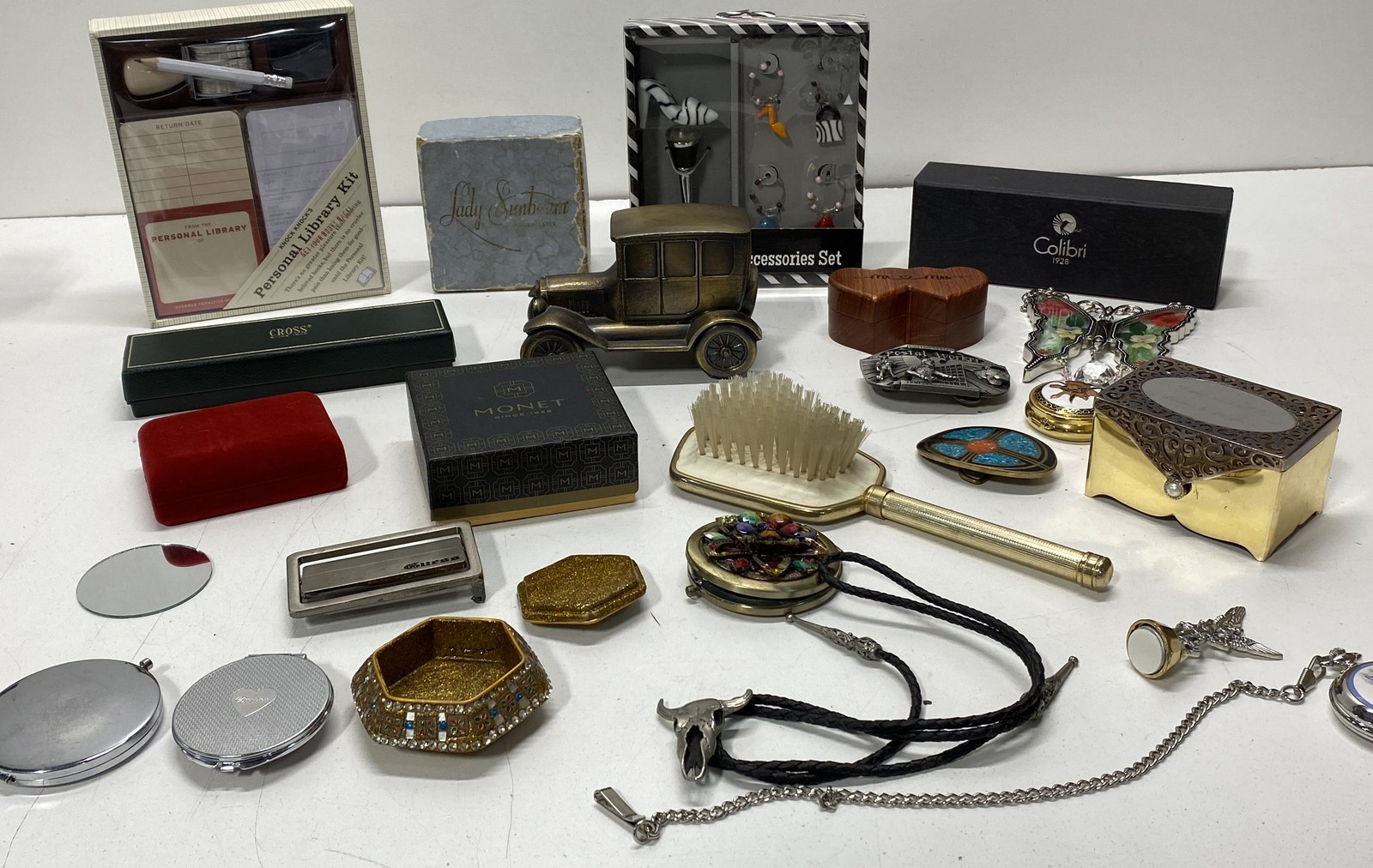 Waterford Mixed Collectibles Lot Trinket Boxes Pens Buckles Compacts 23 Pieces