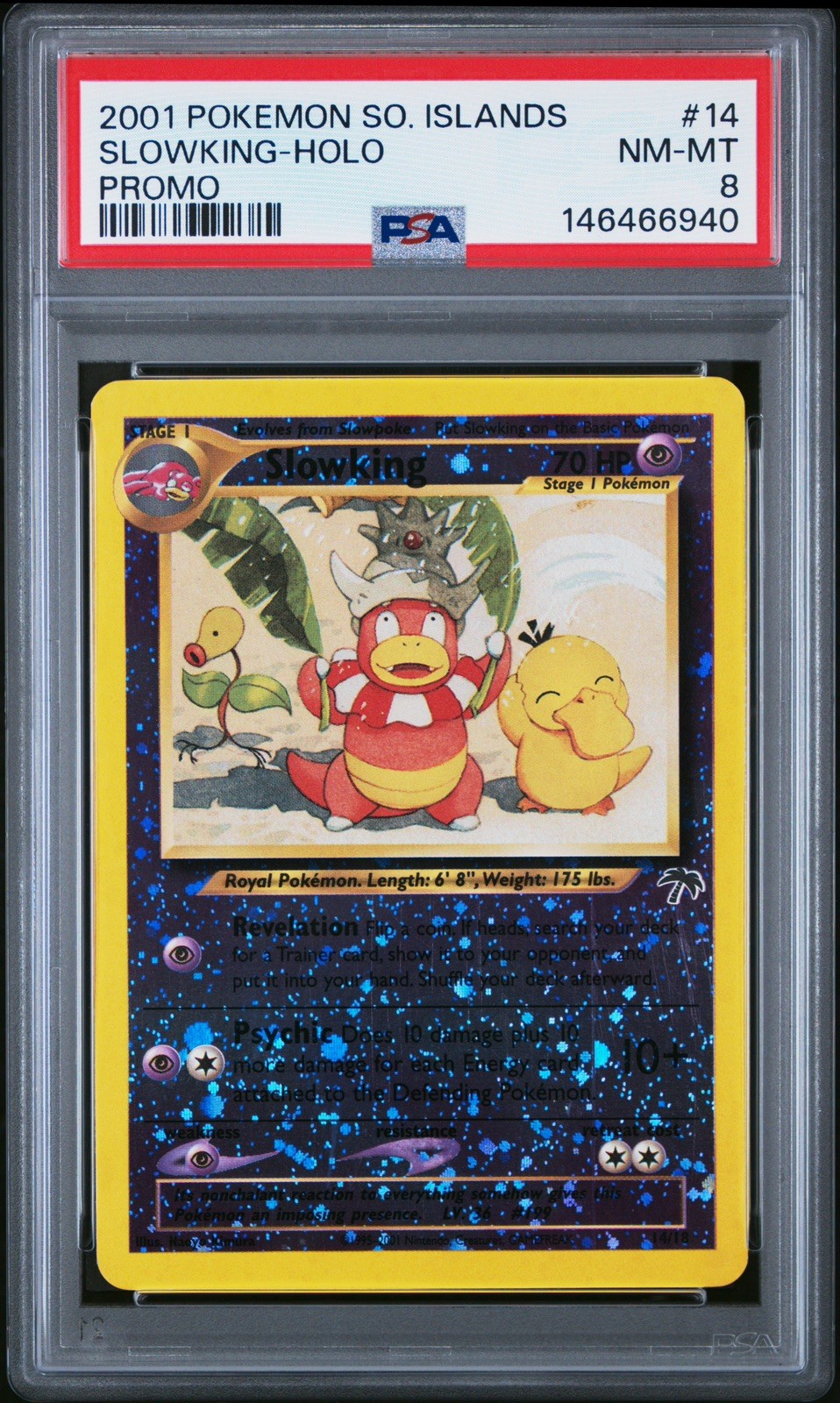 * NEW CERT * 2001 POKEMON SOUTHERN ISLANDS PROMO #14 SLOWKING-HOLO PSA 8