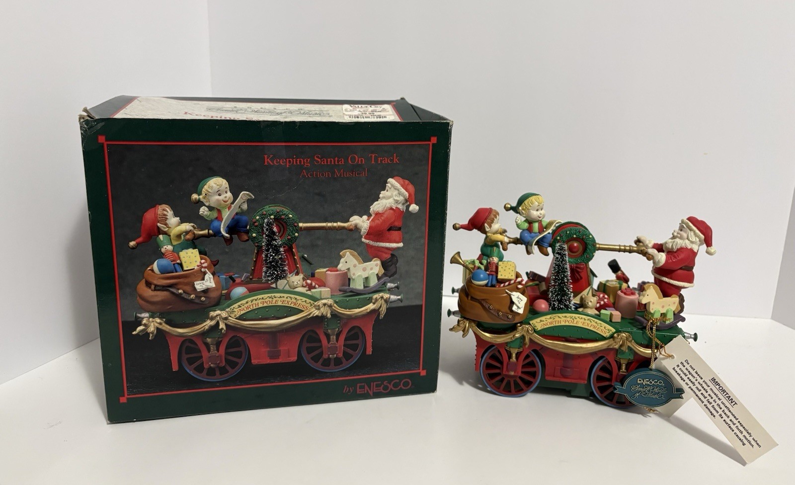 Vintage 1993 Enesco Small World of Music Keeping Santa On Track Action Musical Vintage 1993 Enesco Small World of Music Keeping Santa On Track Action Musical