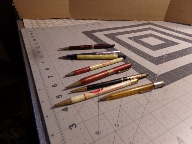 8 Vintage Advertising Mechanical Pencils. Realite, AcademyIdeas, Scripto, Penman