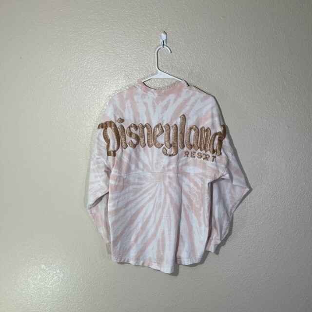 Disney Spirit Jersey Womens Small Rose Gold Logo Pink White Tie Dye