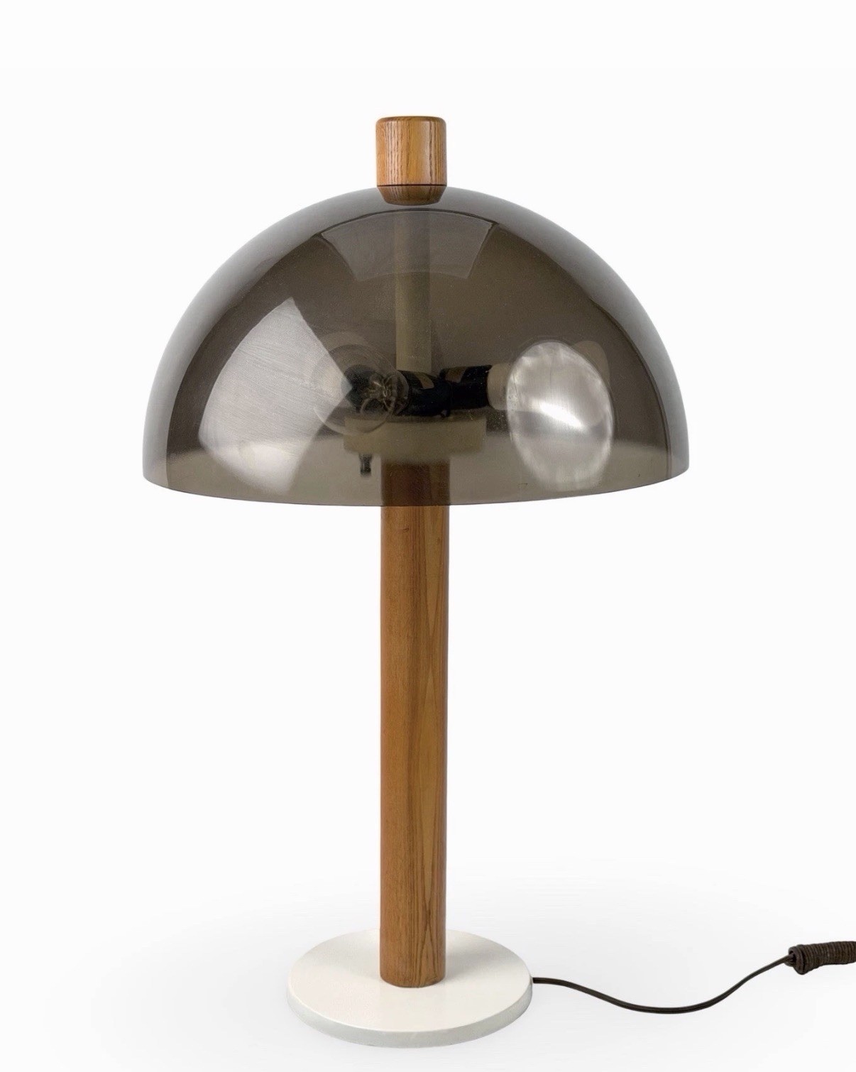 VTG MCM Teak Metal Acrylic Mushroom Lamp - RARE