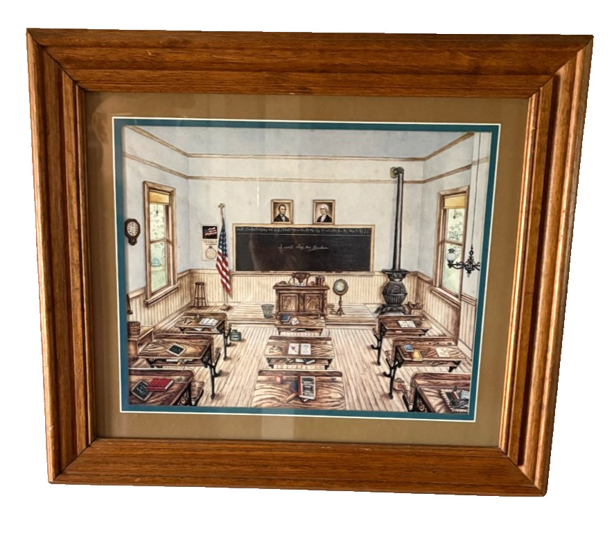 Vtg Signed Kay Lamb Shannon Framed Classroom Picture 20x17