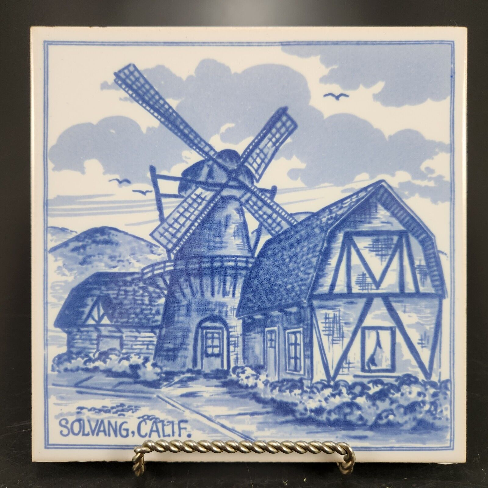 Solvang California Tile Blue White Dutch Windmill MOSA Holland 6\