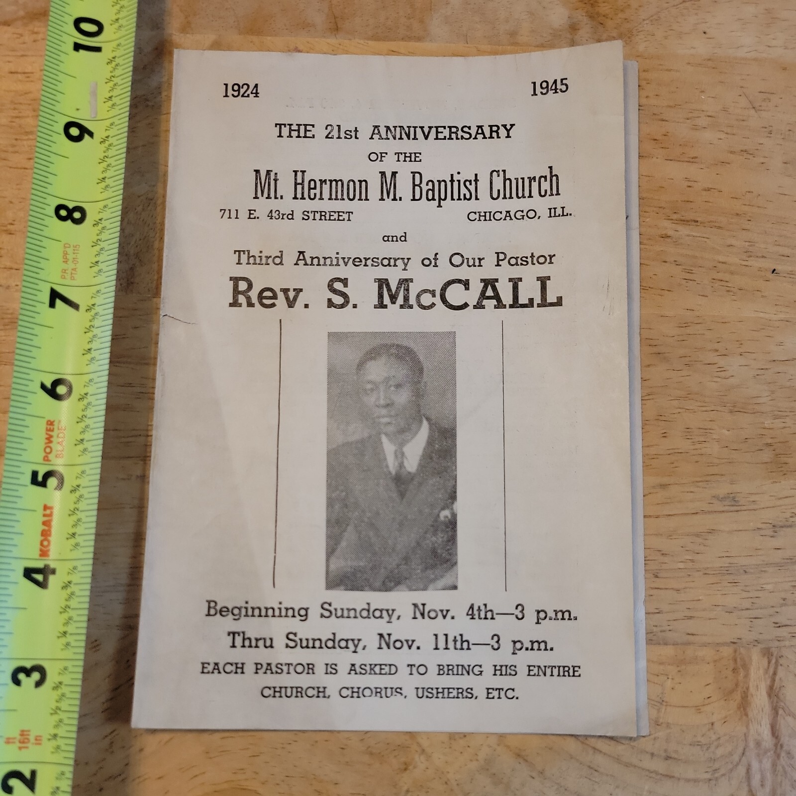 21ST ANNIVERSARY REV S MCCALL BAPTIST CHURCH AFRICAN AMERICAN PROGRAM 1944 21ST ANNIVERSARY REV S MCCALL BAPTIST CHURCH AFRICAN AMERICAN PROGRAM 1944