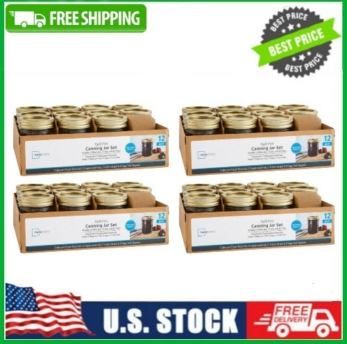 4 PACK Mainstays 8 oz Mason Jars, Regular Mouth Half Pint Canning Jars, 12-Pack 4 PACK Mainstays 8 oz Mason Jars, Regular Mouth Half Pint Canning Jars, 12-Pack