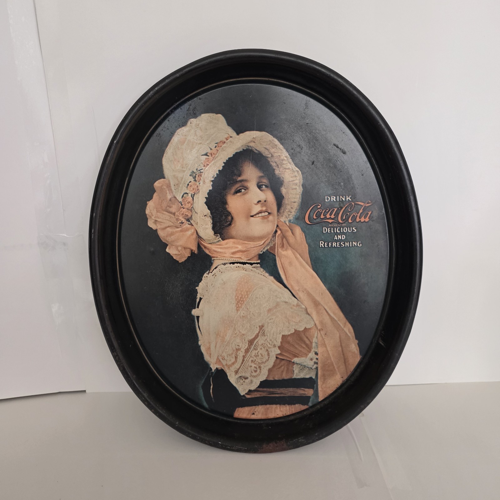 Vintage Coca-Cola Memorabilia Metal Oval Serving Tray w/ 1914 Betty Girl Design Vintage Coca-Cola Memorabilia Metal Oval Serving Tray w/ 1914 Betty Girl Design