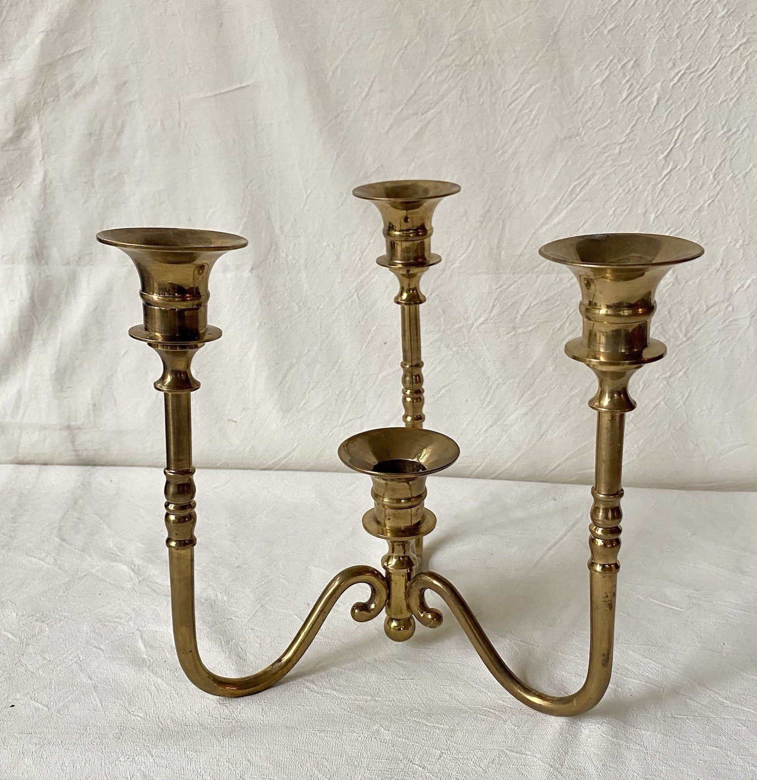 Vintage Brass 3-Arm, 4 Capital Candelabra
