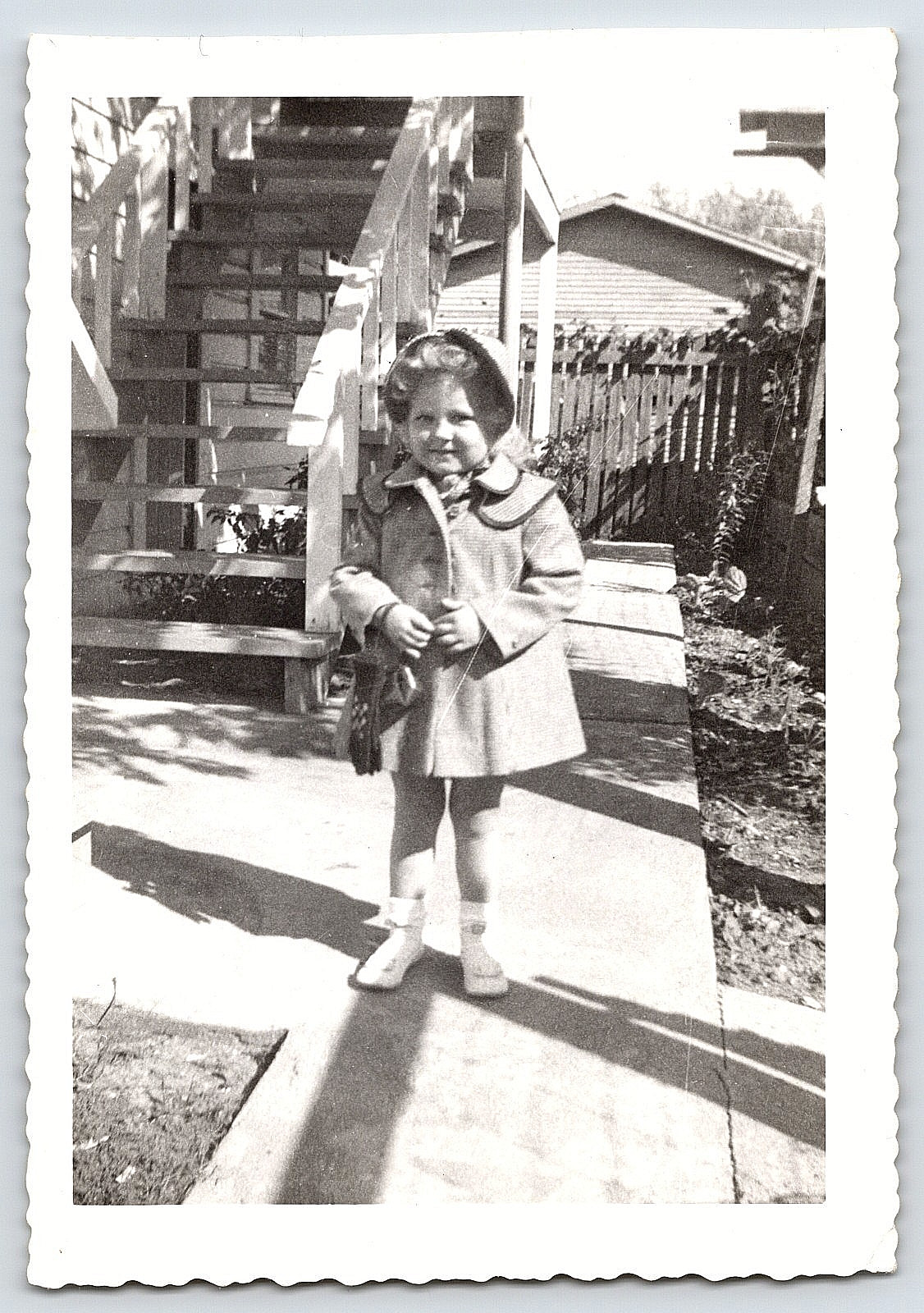 Vintage Photo Picture Portrait Cute Little Girl In Coat Hat With Gloves Home