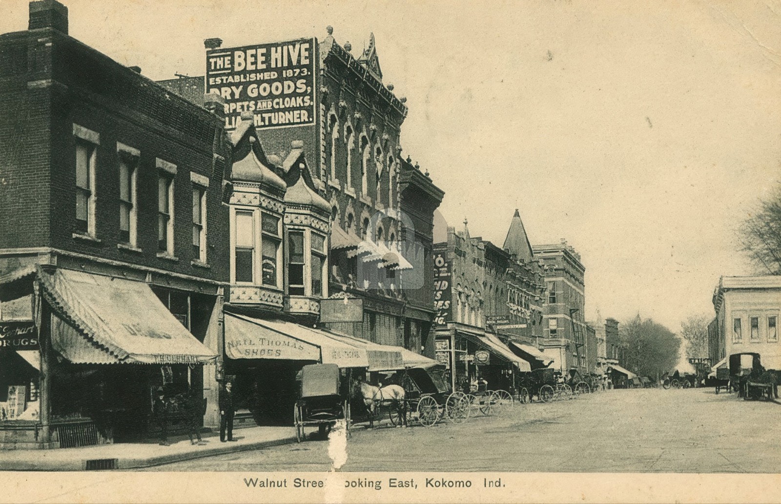 Walnut Street Looking East, Kokomo IN Indiana Vintage Photo Postcard COPY Walnut Street Looking East, Kokomo IN Indiana Vintage Photo Postcard COPY