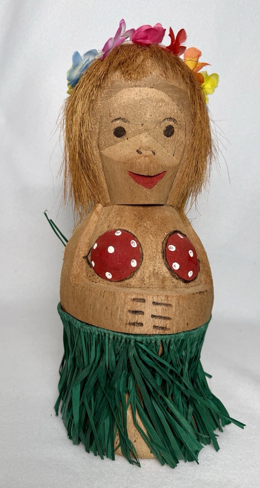 Vintage Coconut Carved Hula Girl Grass Bikini Tropical 15\ Vintage Coconut Carved Hula Girl Grass Bikini Tropical 15\