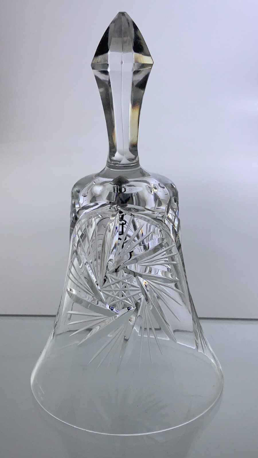 Vintage Crystal Bell Pinwheel Pattern Clear Glass Holiday Decor AA820