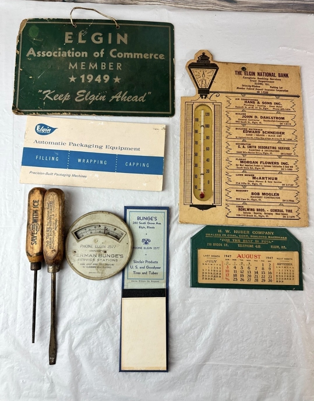 Vintage Elgin ILL Association of Commerce Collectibles Ephemera Advertising Lot