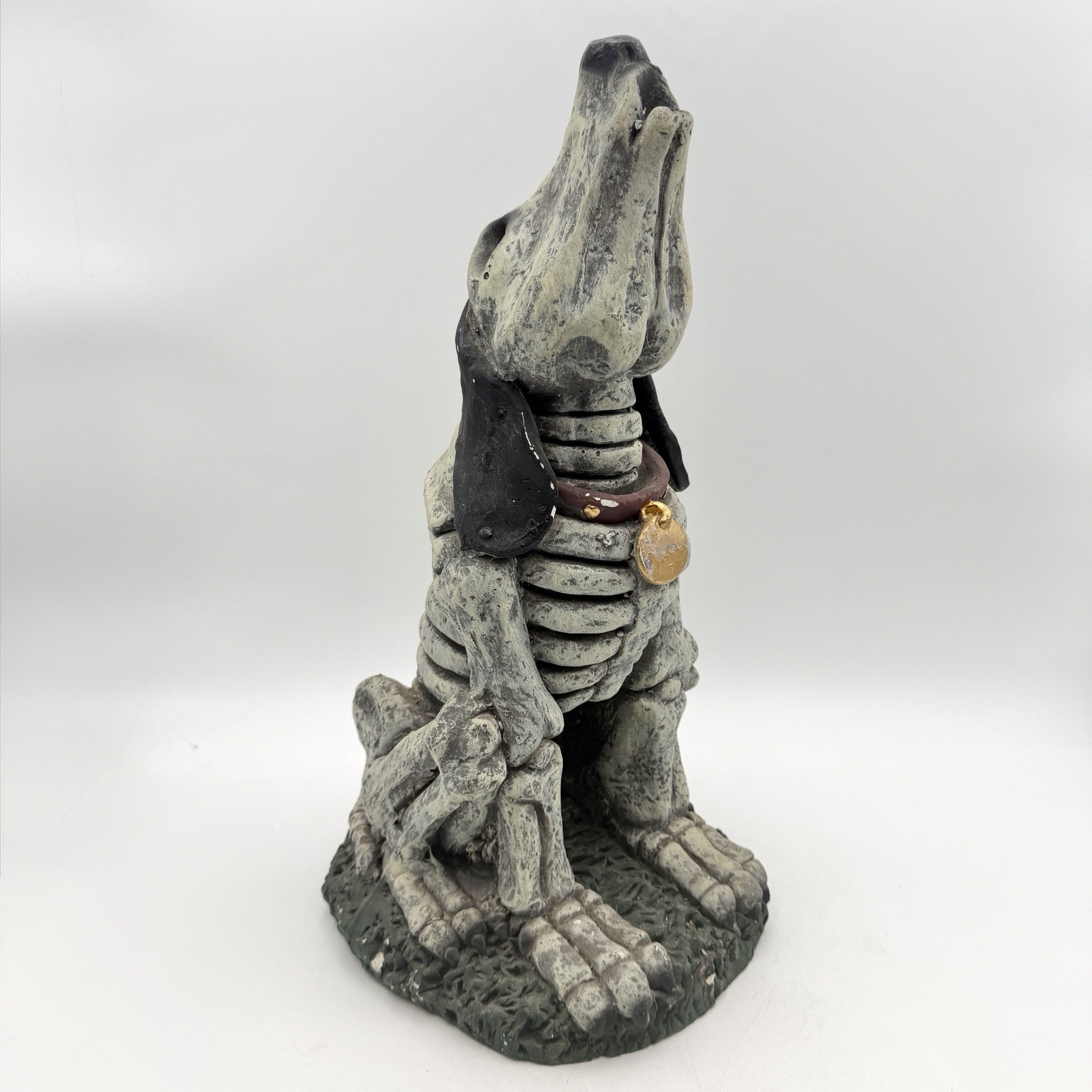 Vintage Joy Of Gardening Skeleton Dog Stone Halloween 19” 