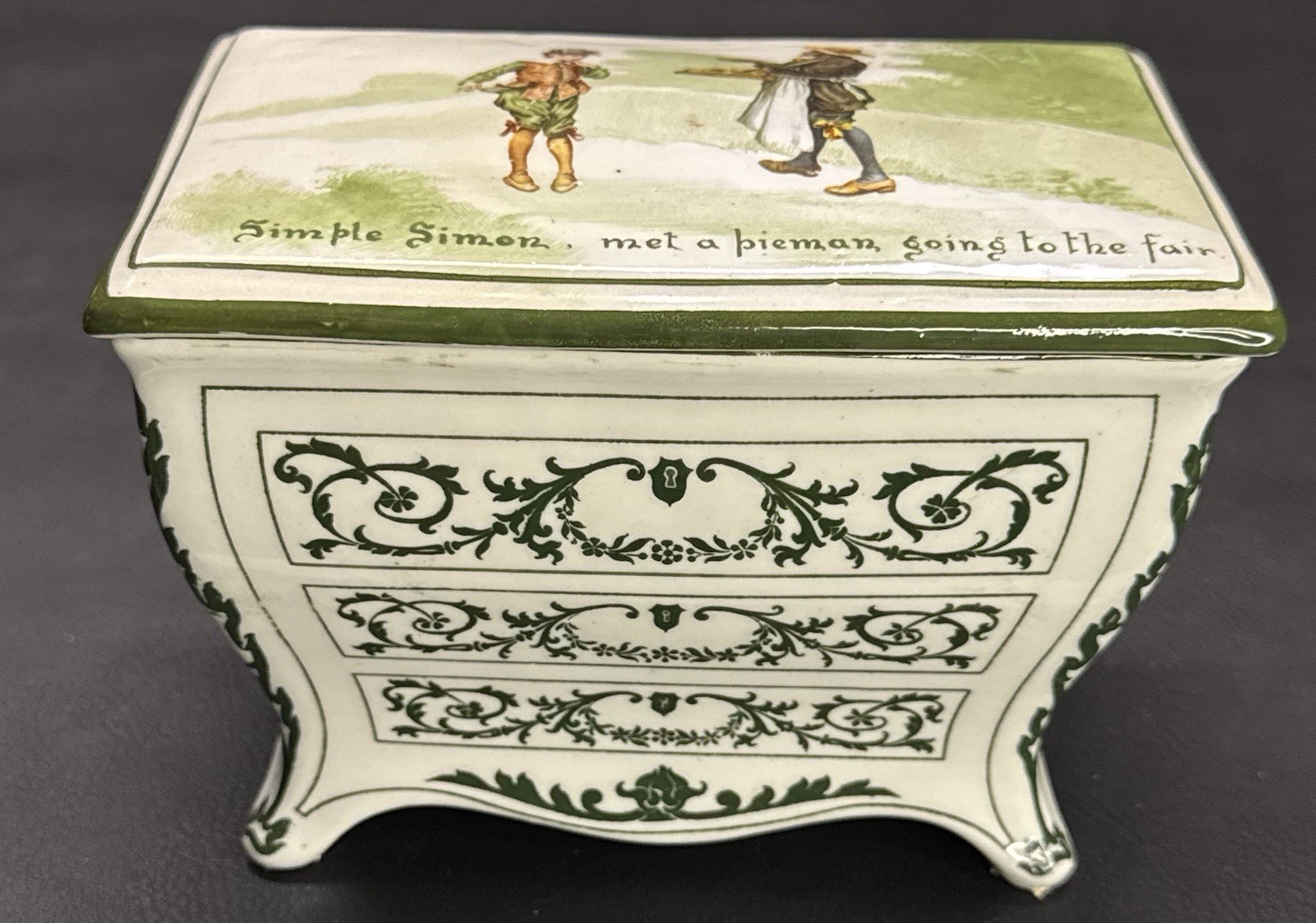 Antique Huntley & Palmer\'s/Royal Doulton Nursery Rhyme Biscuit Box Simple Simon