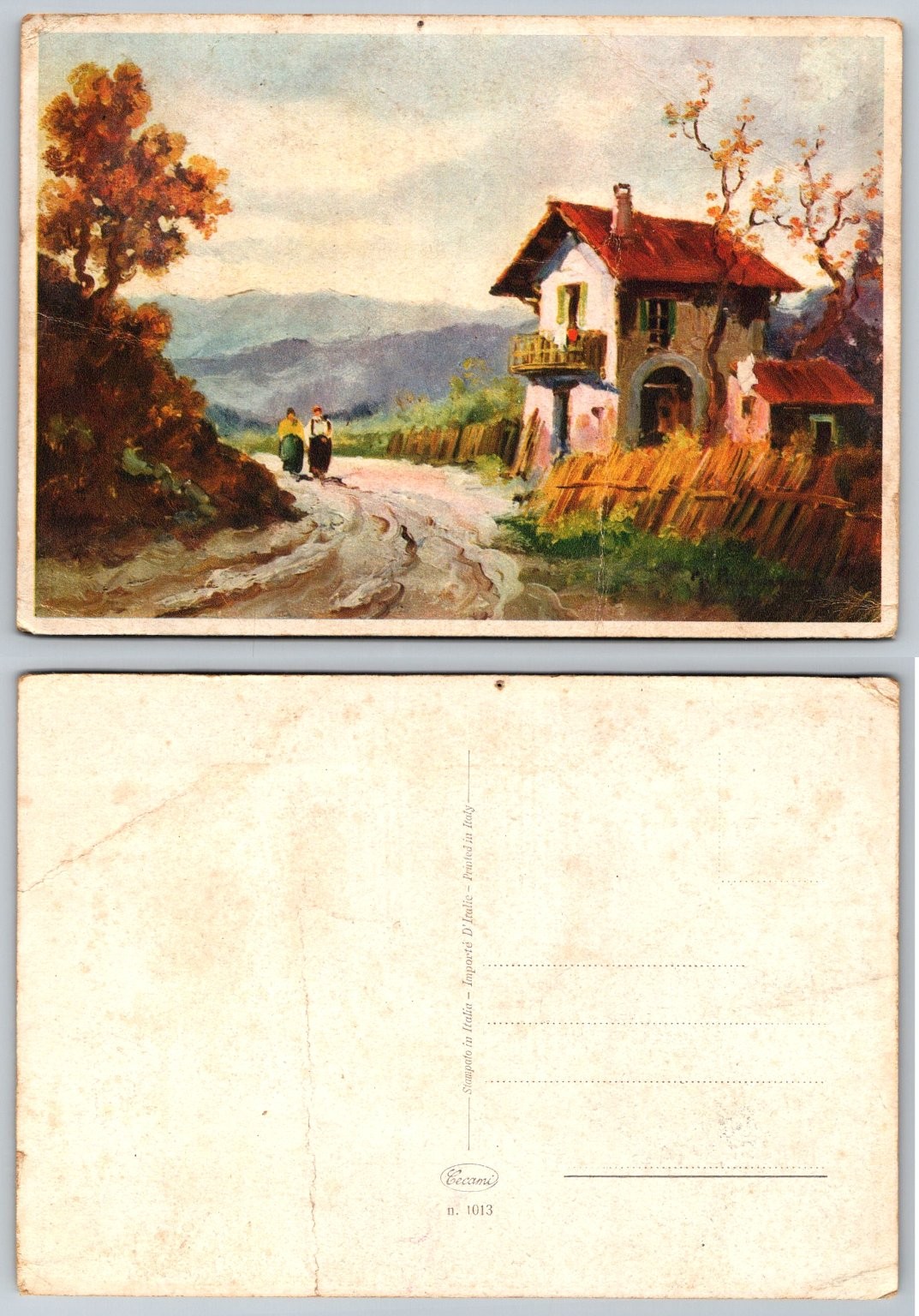 Vintage Italian Rural Art Postcard Ceccami House Women Mountains Printed Italy Vintage Italian Rural Art Postcard Ceccami House Women Mountains Printed Italy
