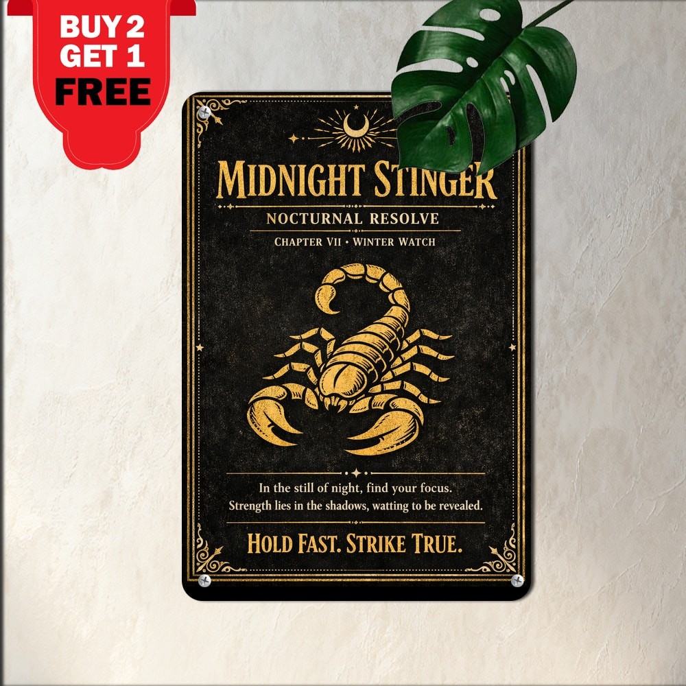 Gold Scorpion Silhouette Black Poster Scorpio Zodiac Astrology Metal Tin Sign