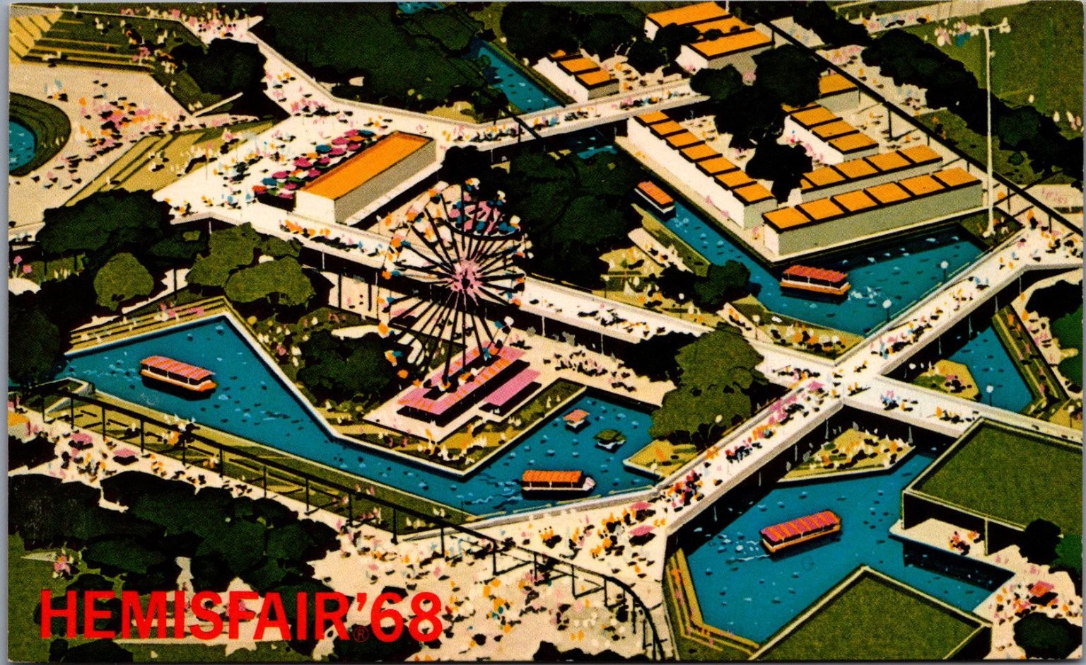 HemisFair '68 San Antonio Texas World's Fair Fiesta Gardens Postcard 1968 HemisFair '68 San Antonio Texas World's Fair Fiesta Gardens Postcard 1968